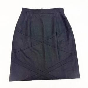 Escada Margaretha Ley Black Criss Cross Front Design Pencil Skirt Size 42 MINT